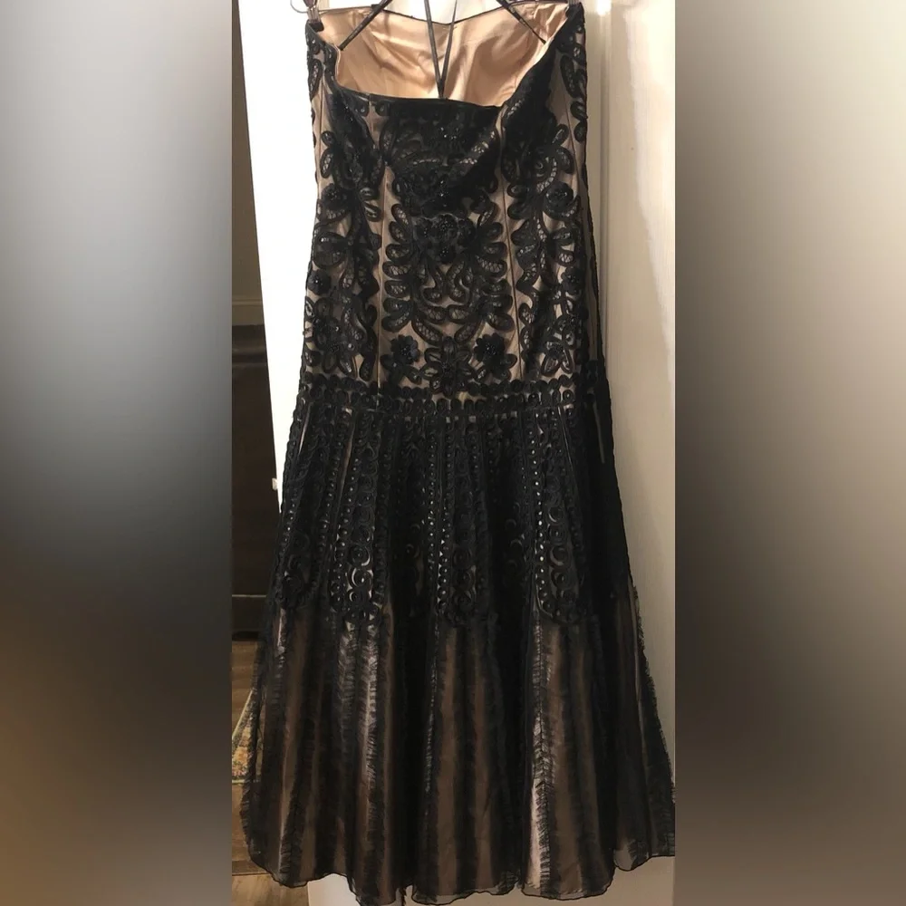 Sue Wong Nocturne Black Strapless Long Sequin Beaded Dress Sz 12 - Picture 4 of 6